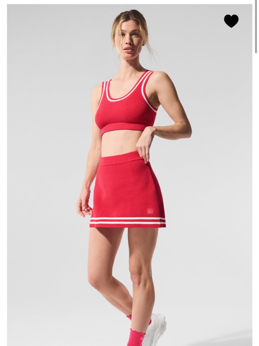 ALO Tennis Club Sweater Knit Skirt - Candy Red (S)